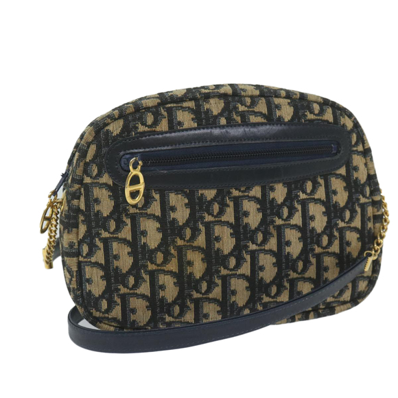 Christian Dior Trotter Canvas Chain Shoulder Bag Navy Auth yk9686 - Picture 1 of 16